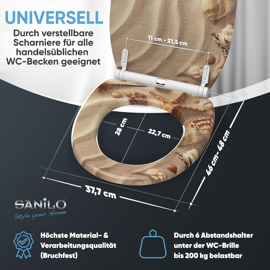 Sanilo WC-Sitz mit Absenkautomatik I Hochwertiger Toilettensitz aus Holz I Toilettendeckel in versch