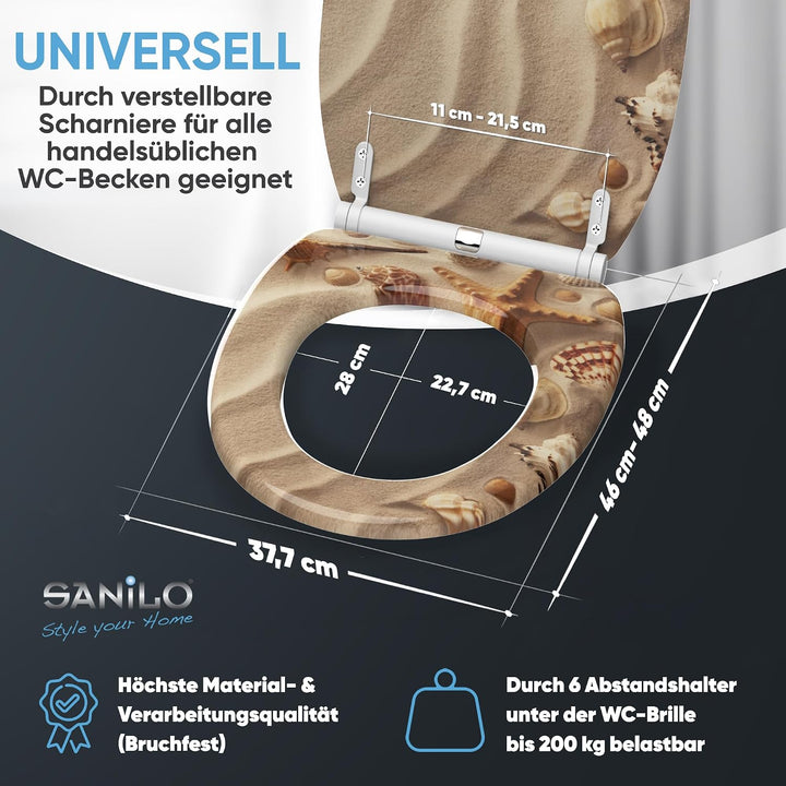 Sanilo WC-Sitz mit Absenkautomatik I Hochwertiger Toilettensitz aus Holz I Toilettendeckel in versch