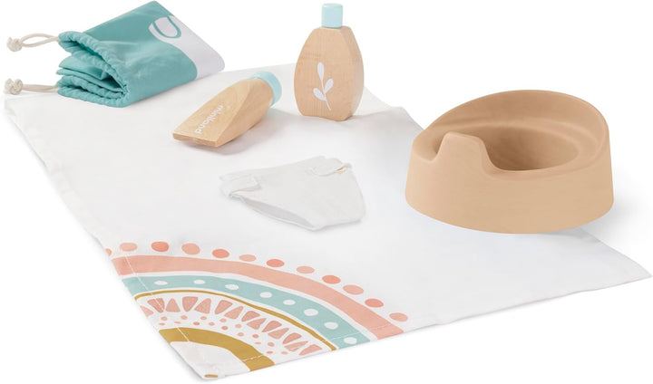Miniland 94061 Hygiene-Set aus Holz für Puppen