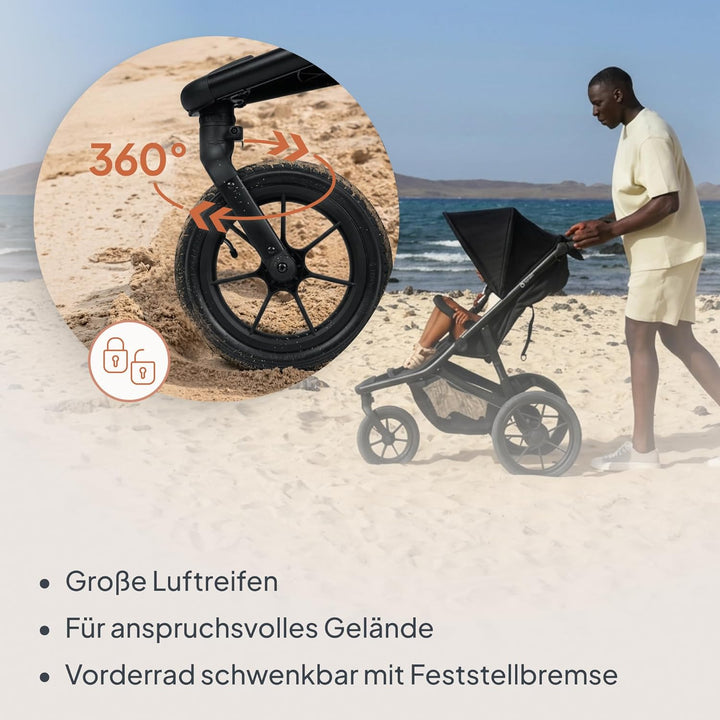 Lionelo Azura Kinderbuggy mit Luftreifen – hohe Federung, stufenlos verstellbare Liegeposition, XXL-