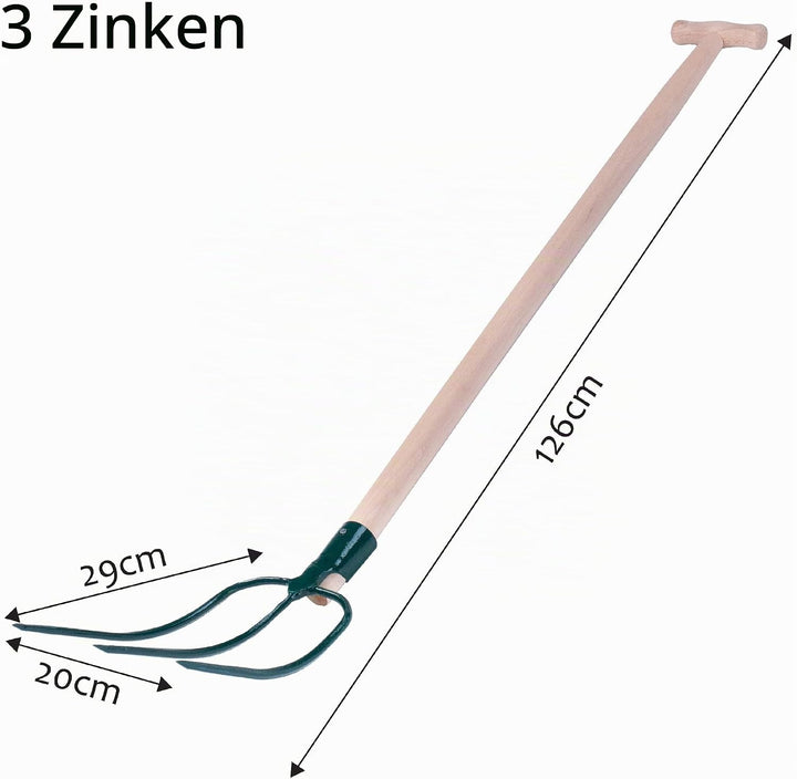 KADAX Heugabel, Forke, Spatengabel, Grabegabel, Mistgabel, Gabel für Garten, Drahtgabel mit Holzstie