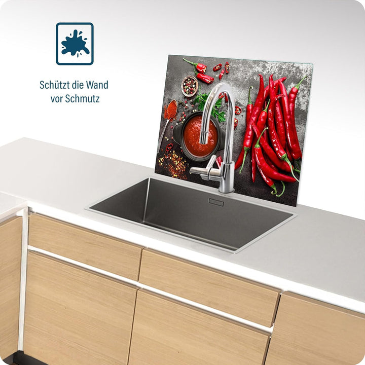 SFArt Herdabdeckung Glas – Gehärtetes Glas Schneidebrett & Ceranfeld Abdeckplatte 1 Teilig 70x52– Hy