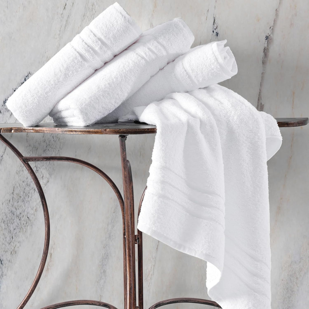 Hammam Linen Badetücher aus 100 % Baumwolle, weich und saugfähig, Premium-Qualität 4 Bath Towels Wei