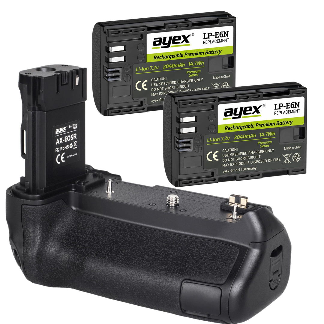 ayex Batteriegriff Kompatibel mit Canon EOS-R & EOS Ra + 2 x LP-E6N Akkus kompakter bequemer Handgri