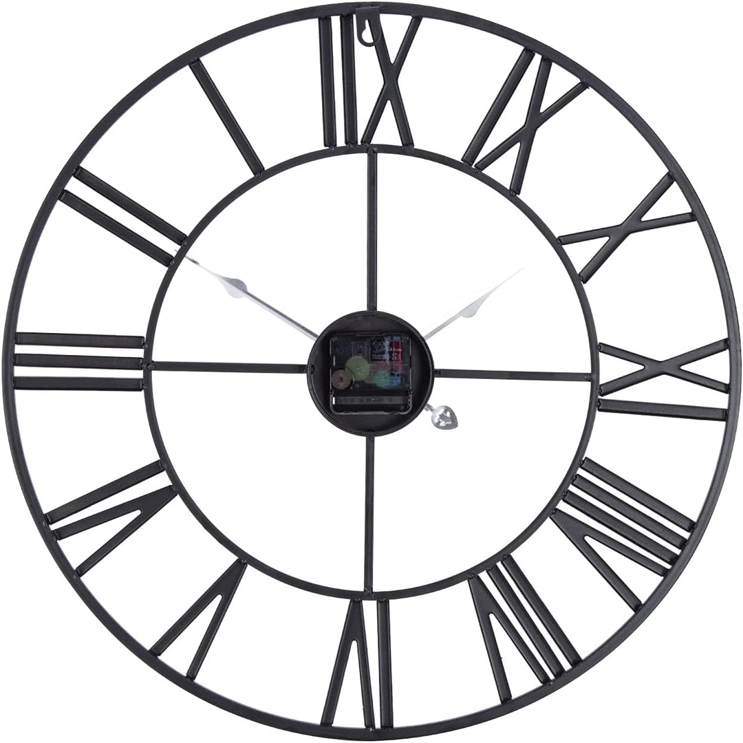 ACCSHINE Wanduhr Gross Ohne TickgeräUsche Lautlos 60cm Römische Ziffer Quarz Batterie Betriebene Wan