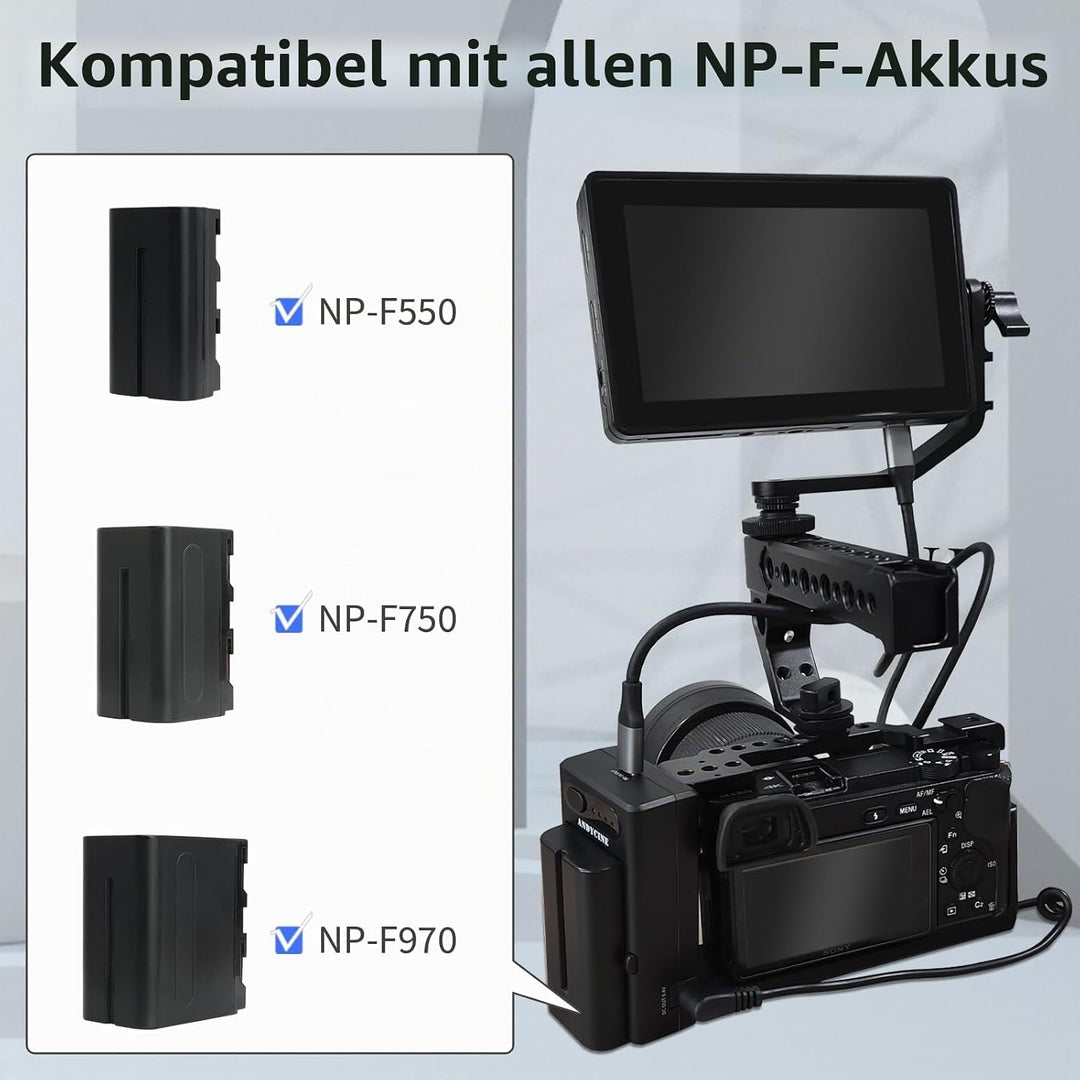 NP-F Batteriplatte mit USB C IN/OUT Dual DC 12V 8.4V OUT, ANDYCINE NPF-G2 Multifunktions Akku Adapte