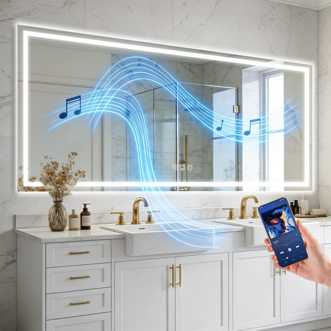 Bluetooth Badspiegel mit Beleuchtung LED, 80x180cm Spiegel mit Light, Wandspiegel mit Frontbeleuchtu
