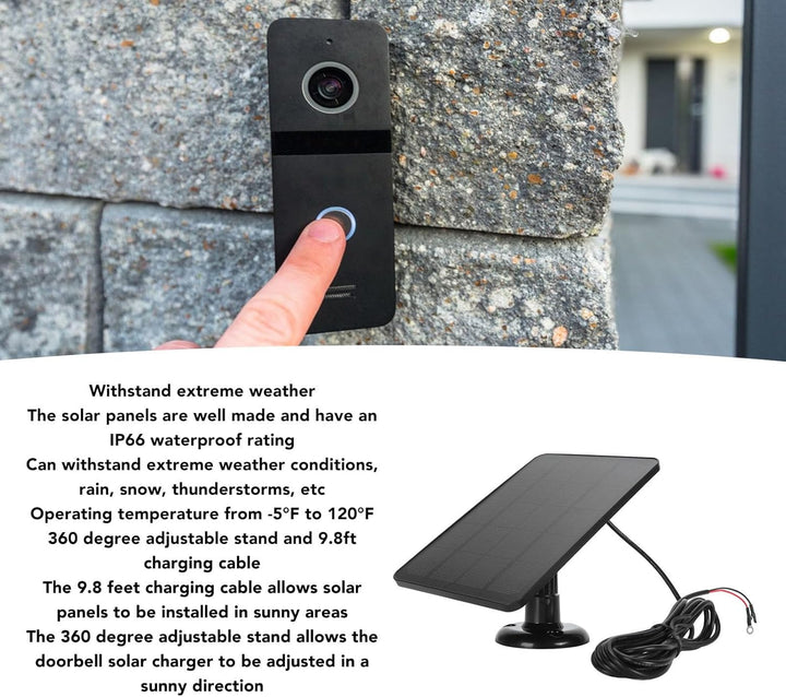10-W-Solarpanel-Kamera-Ladegerät, Kompatibel mitNest, Ring Video Doorbell 2, Doorbell 3, 360-Grad-St