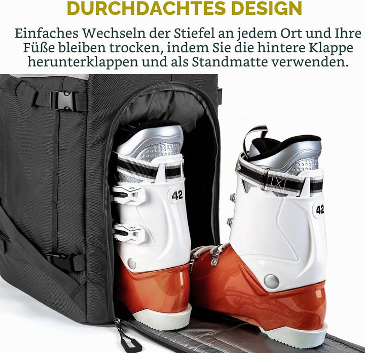 Unigear 50L/70L Skischuhrucksack Snowboardschuhe mit Helmtasche Wintersport Skifahren Skating Rucksa