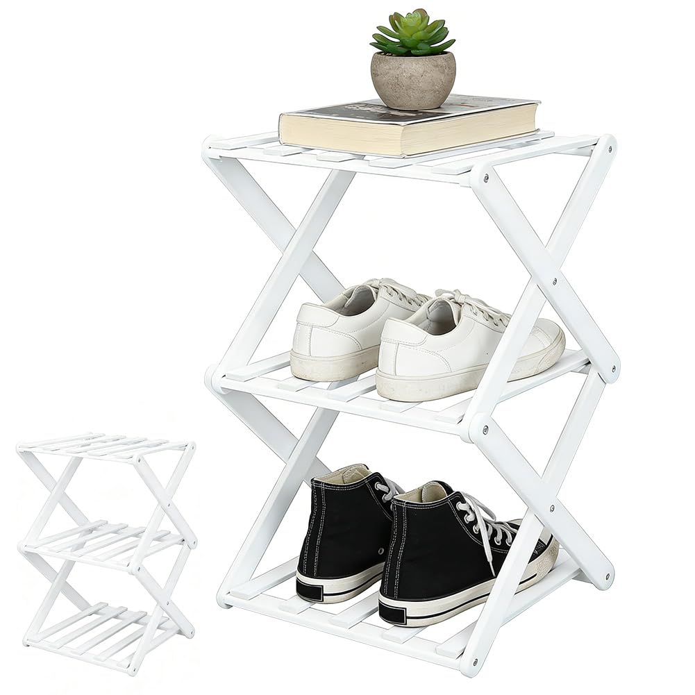 3 Ebenen Schmal Schuhregal, Faltbares Schuhregal, Mehrschichtiges Hoch Schuhregale Platzsparend, Kle