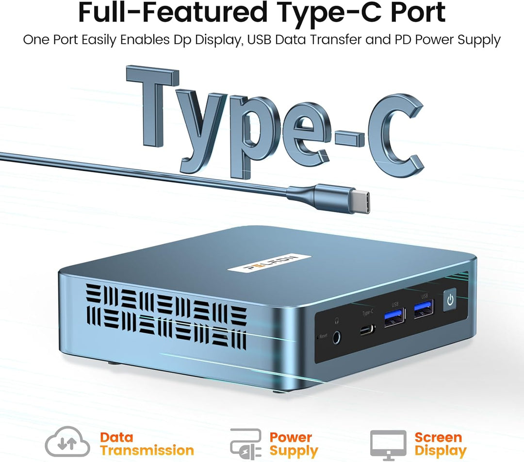 Trycoo WI-6 Mini PC 16 GB RAM 512 GB M.2 SSD, Mini-PC mit Intel 12. N100-Prozessor (bis zu 3,4 GHz),