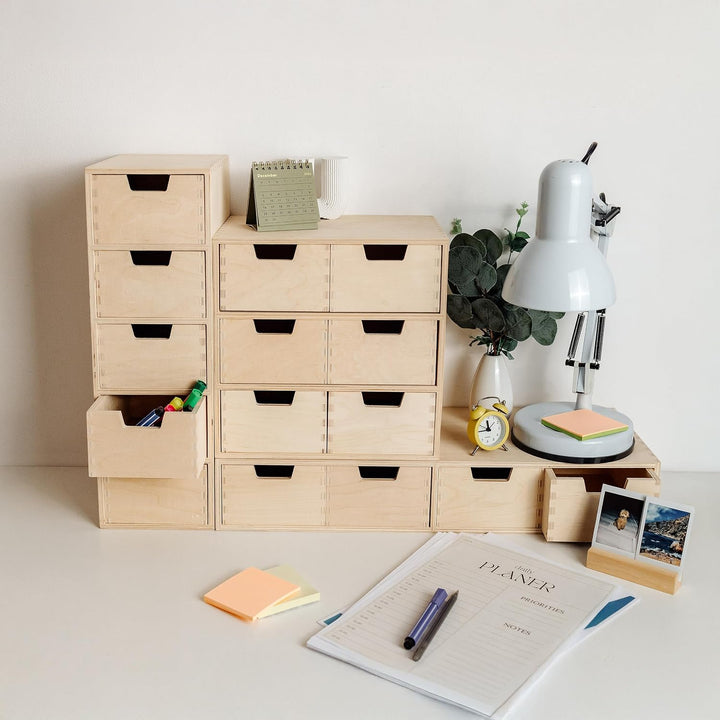 Creative Deco Schubladenbox Schubladenelement 4 Schubladen | 56x20,5x10 cm | (+/- 1 cm) | Mini-Kommo