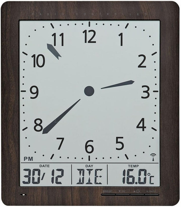 AMS 5893 Digital Wanduhr Funk Anzeige von Zeit Datum Temperatur Wecker Funkuhr