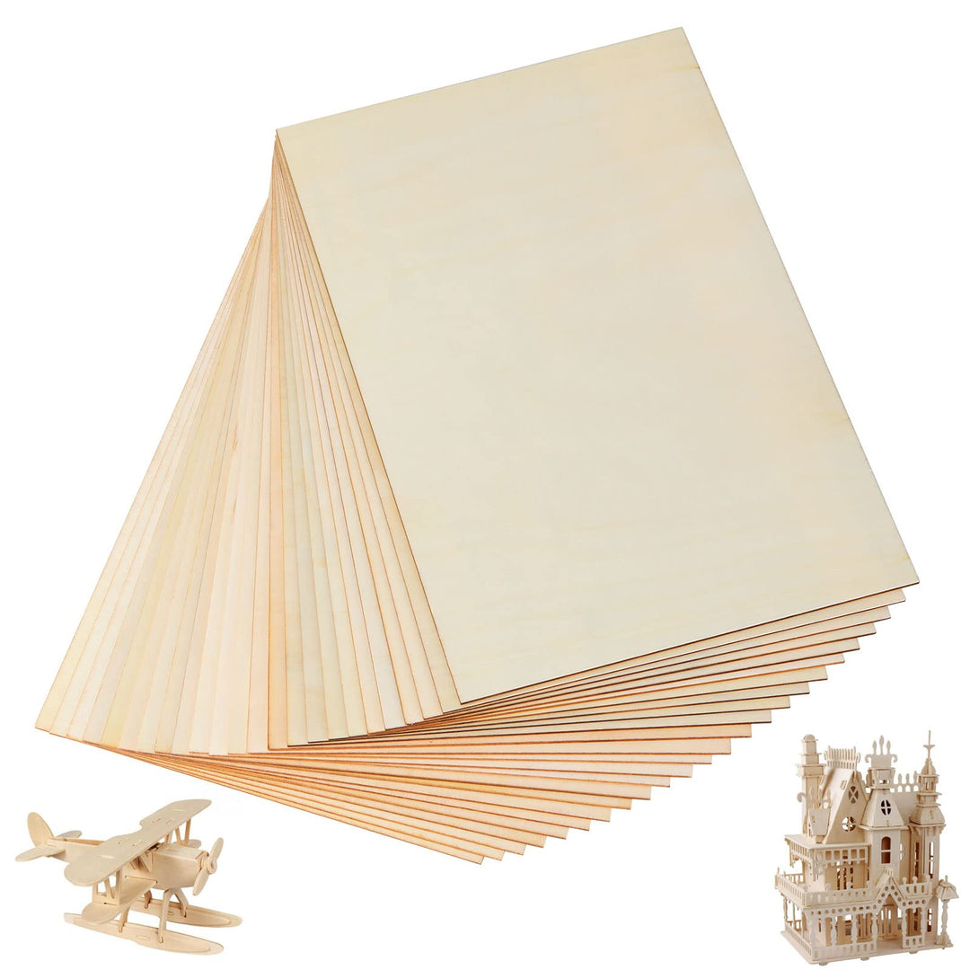 Set mit 24 Lindenholzplatten 300 x 200 x 2 mm für Handarbeiten, Laserprojekte, feine Bastelarbeiten,