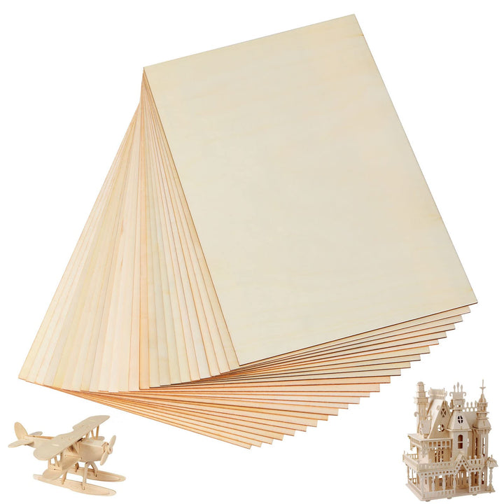 Set mit 24 Lindenholzplatten 300 x 200 x 2 mm für Handarbeiten, Laserprojekte, feine Bastelarbeiten,