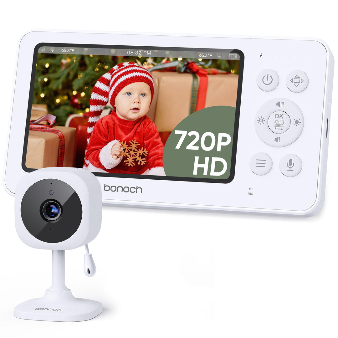 bonoch 4,3 Zoll Babyphone mit Kamera, 720p 4000mAh Akku Video Babyphon ohne WLAN, Nachtsicht, Beidse
