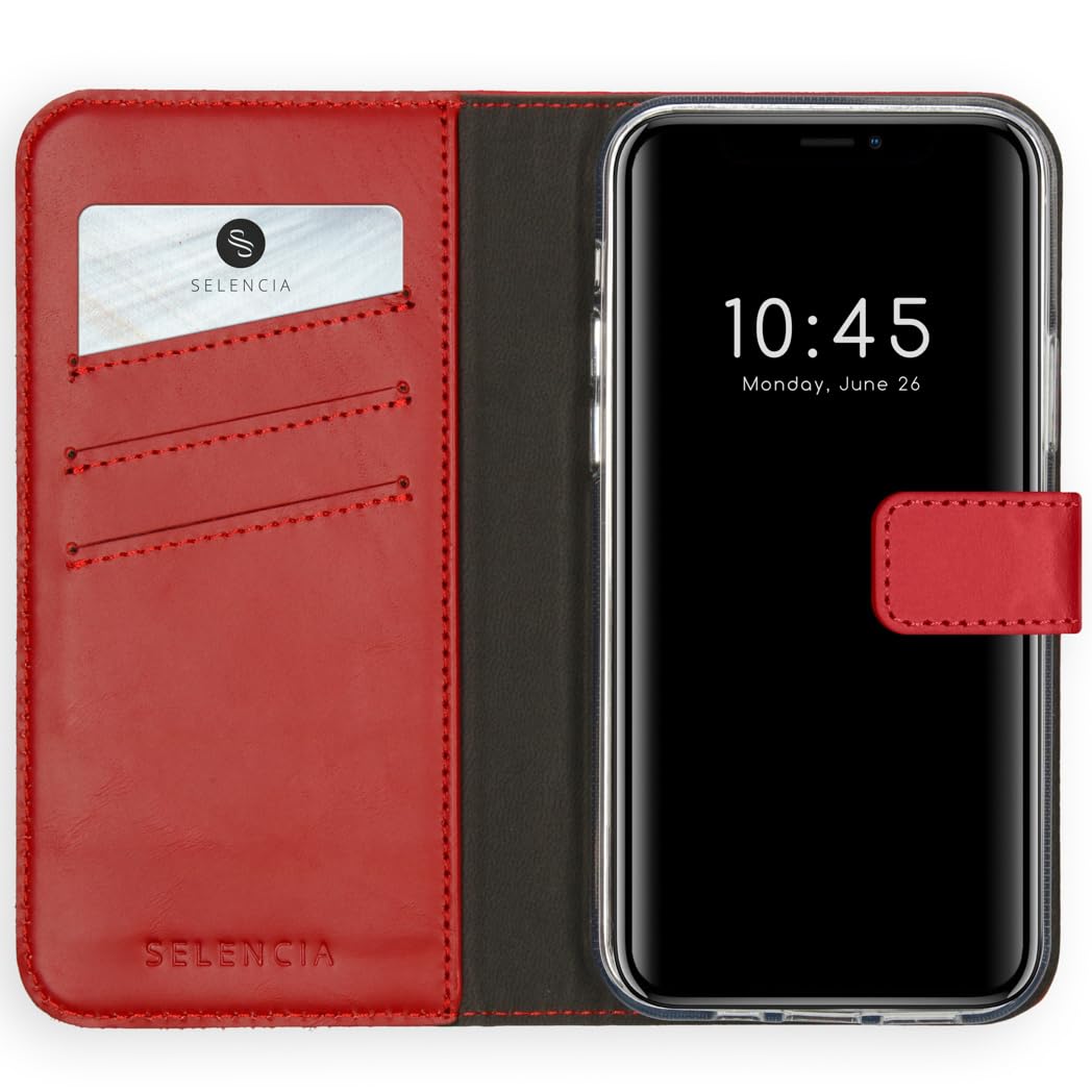 SELENCIA Bookcase Hülle kompatibel mit iPhone 12 Pro Max – Era Leder Handytasche Side Flip Case – Ha