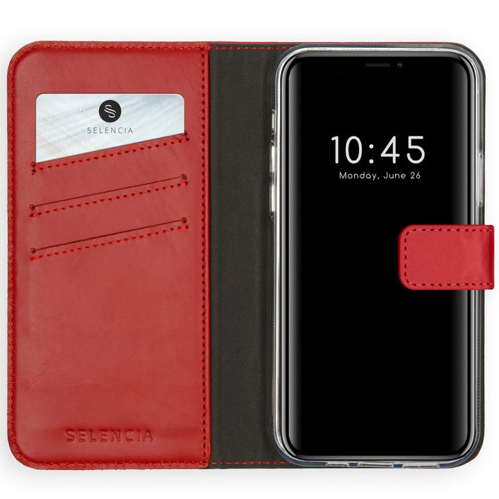 SELENCIA Bookcase Hülle kompatibel mit iPhone 12 Pro Max – Era Leder Handytasche Side Flip Case – Ha