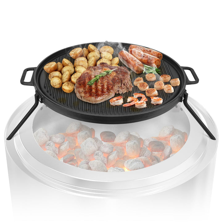 Onlyfire Gusseisen Grillrost mit Abnehmbar Standfuss, Grillplatte für Solo Stove Bonfire und Yukon F