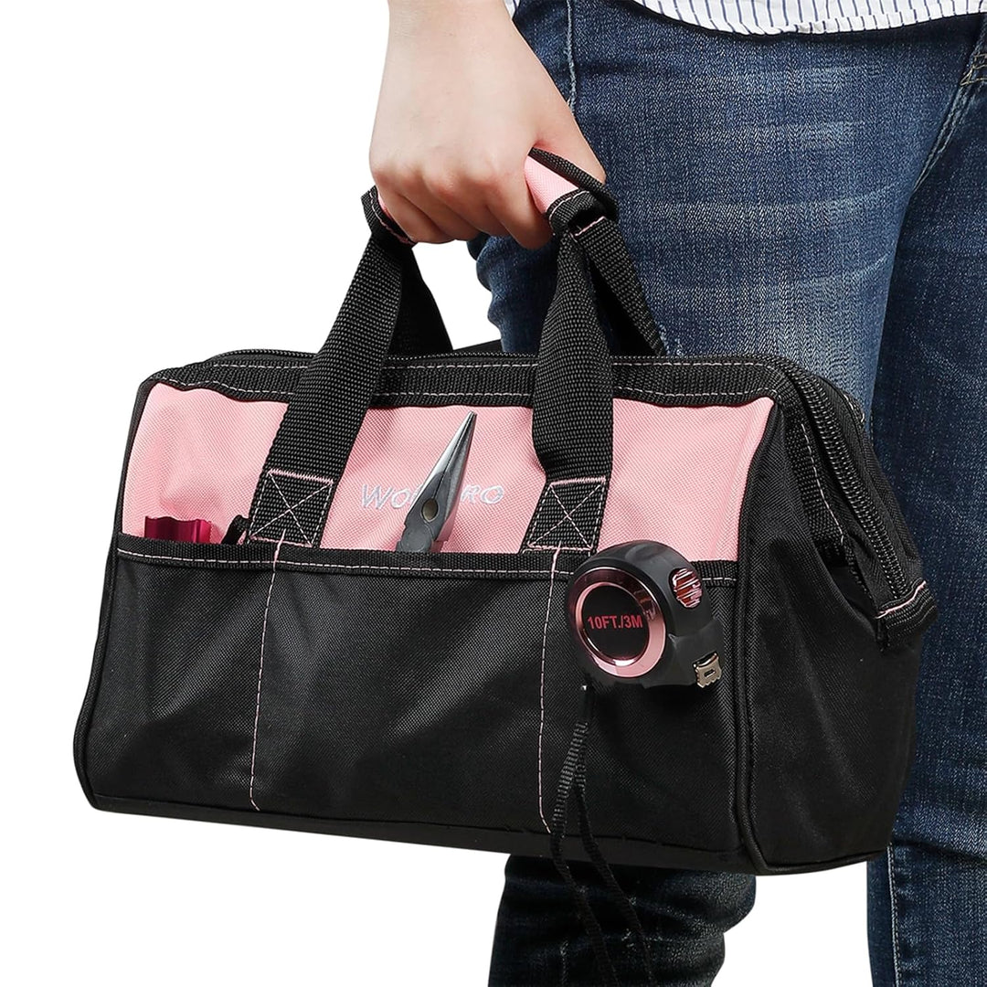 WORKPRO Pink Werkzeug Set Rosa Werkzeugkoffer 106-teilig Haushalts-Werkzeugsatz Reparatur inkl. Tasc