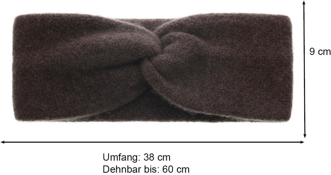 Zwillingsherz Stirnband mit Schleife und Kaschmir - Hochwertiges Strick-Kopfband für Damen Frauen Mä