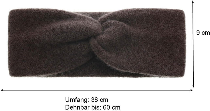 Zwillingsherz Stirnband mit Schleife und Kaschmir - Hochwertiges Strick-Kopfband für Damen Frauen Mä