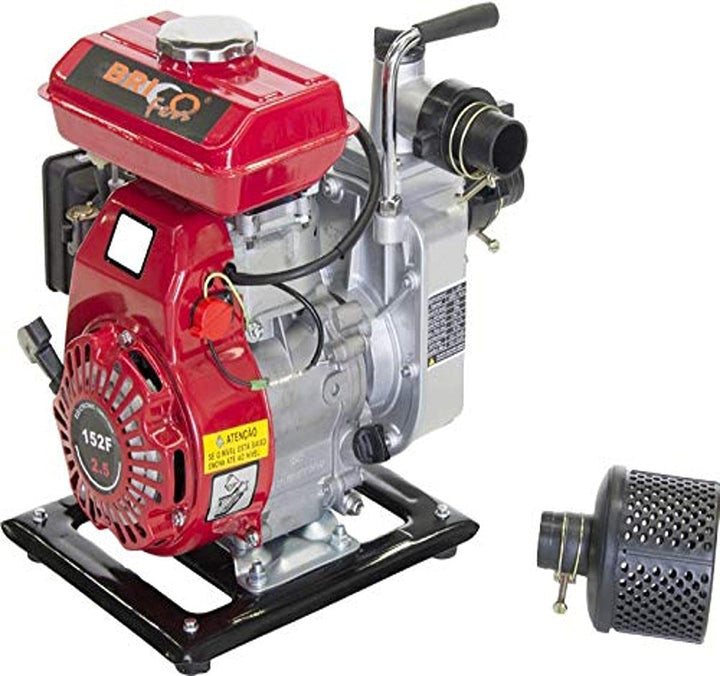 Bricoferr BFH033 Wasserpumpe mit Benzinmotor, 97 ccm, 2,5 PS, rot