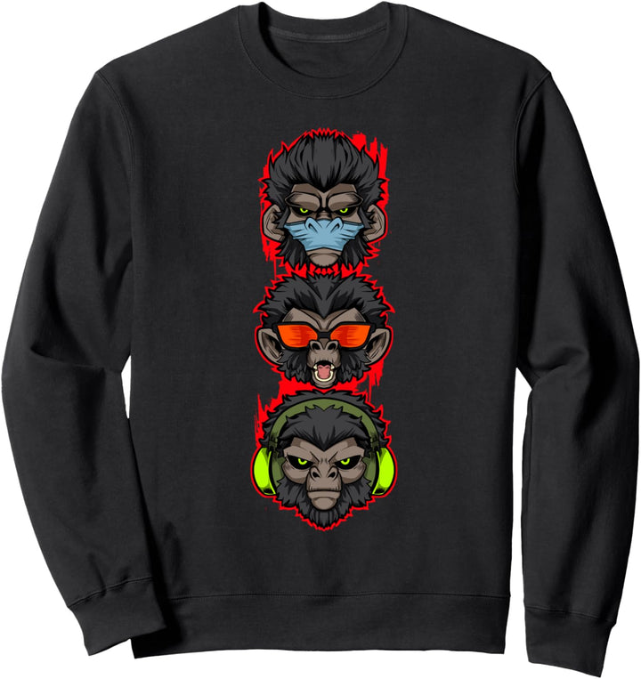 Drei Weise Affen Nichts Sehen Hören Sagen Mystische Primaten Sweatshirt