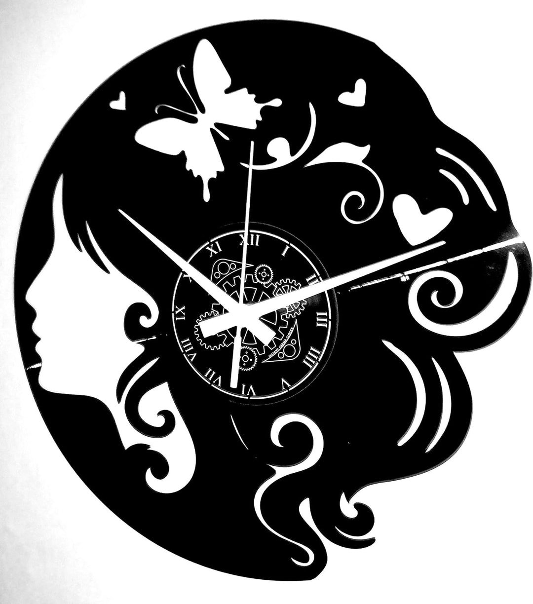 Instant Karma Clocks Wanduhr aus Vinyl Schallplattenuhr mit Schönheitszentrum Friseursalon Motiv Mod