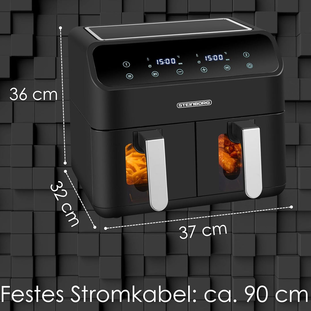 Heissluftfritteuse 2 Kammern 8 Liter Heissluftfritteuse Fritteuse Grillen Backen Dörren Dörrautomat