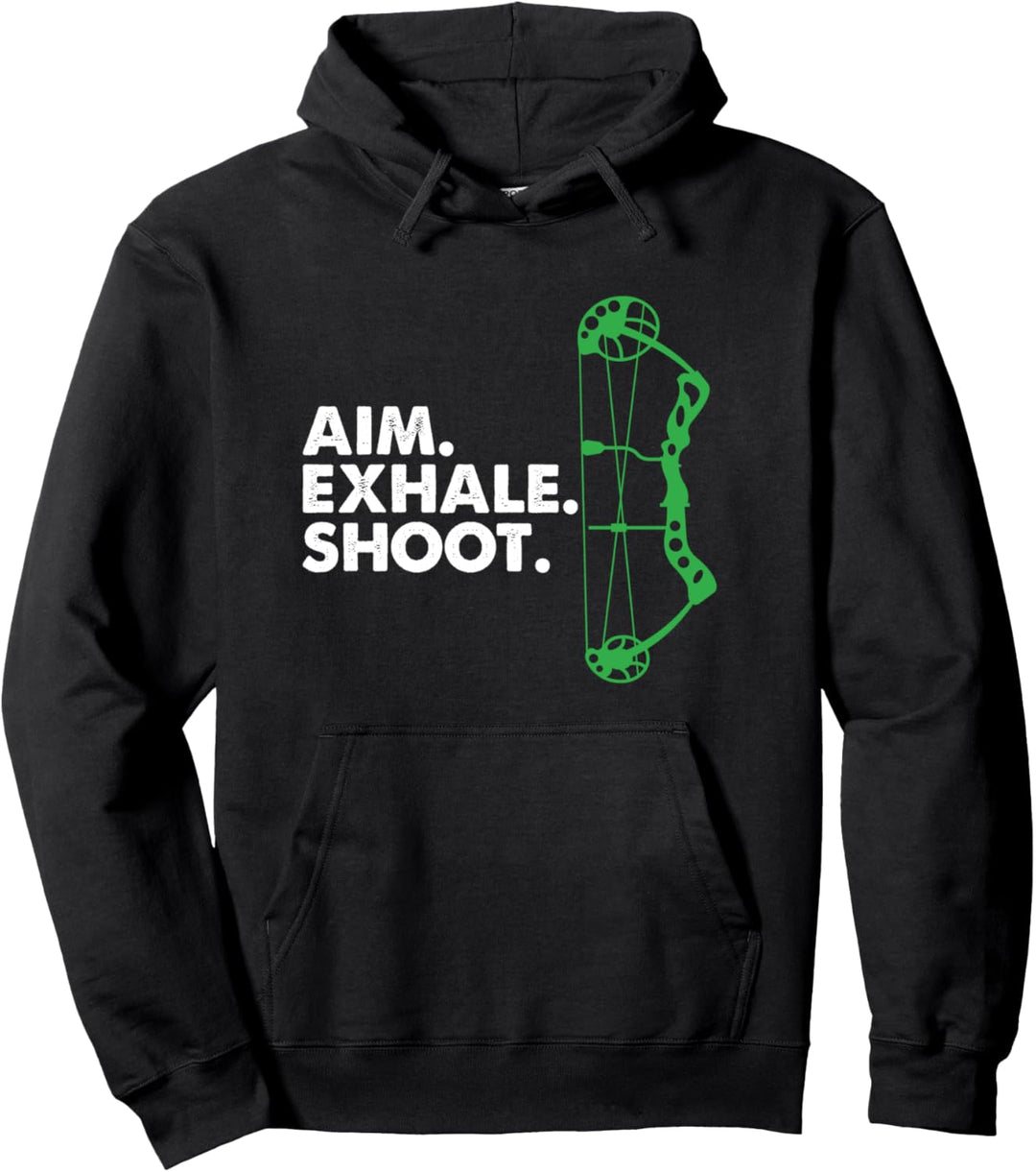 Zielen Ausatmen Schiessen Kompositbogen Bogenschiessen Sport Pullover Hoodie
