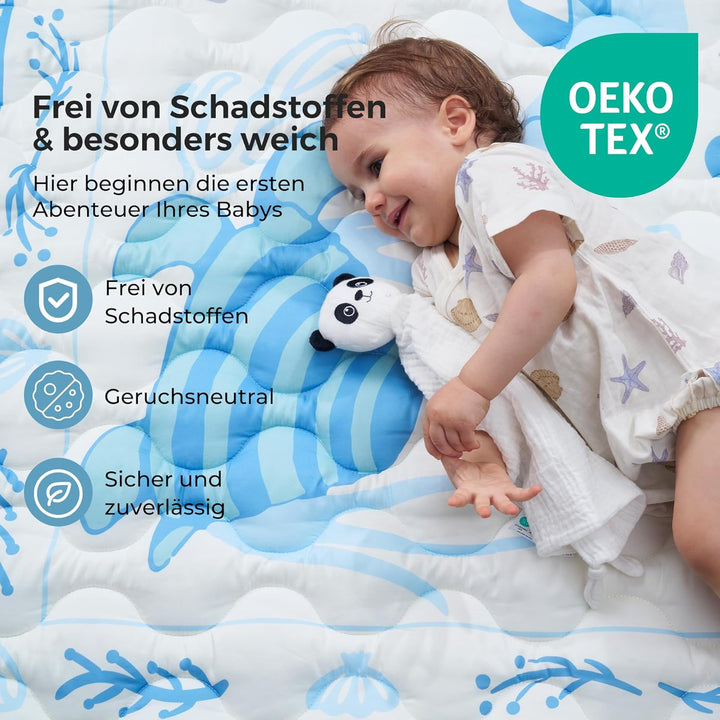 Momcozy Spielmatte Baby für den Boden, 127x127 cm verdickte Krabbeldecke, Spielunterlage für Baby Ba