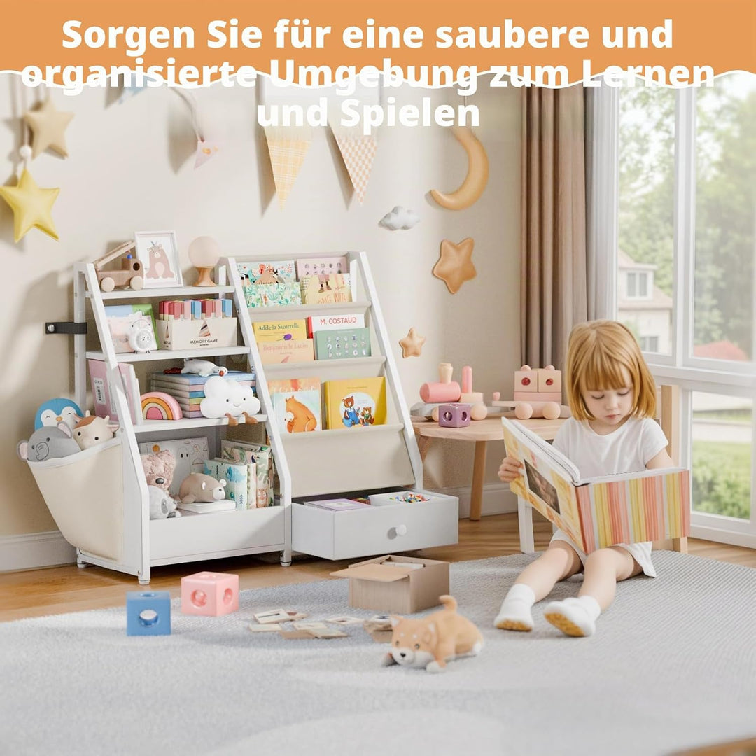 Kinder-Bücherregal und Spielzeugaufbewahrung für Kinderzimmer - Kleinkind Montessori-Spielzeug-Organ