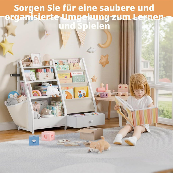 Kinder-Bücherregal und Spielzeugaufbewahrung für Kinderzimmer - Kleinkind Montessori-Spielzeug-Organ