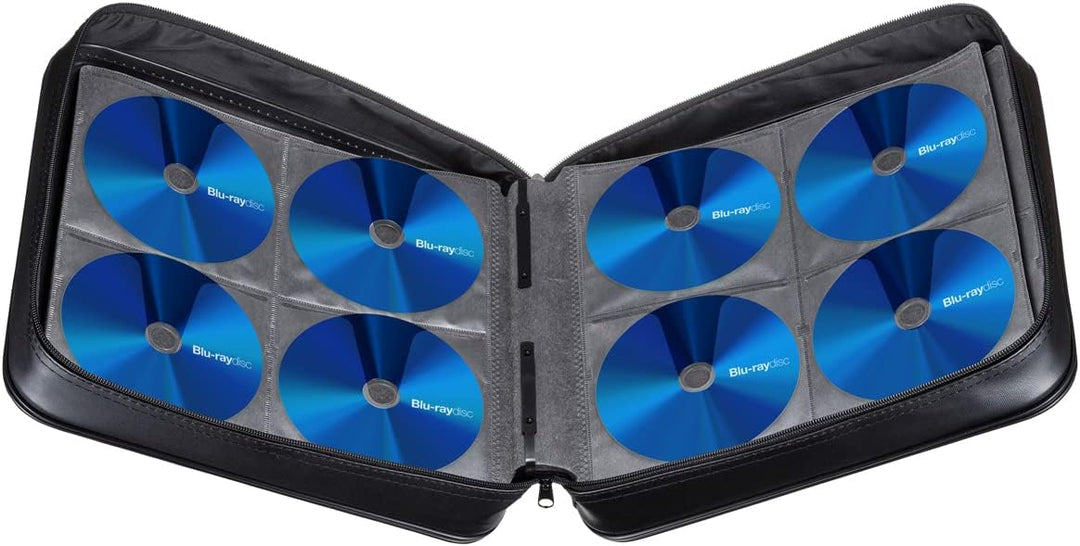 SANWA CD Tasche 320 Kapazität, Tragbare CD/DVD/Blu-ray Aufbewahrung mit Reissverschluss und Griff, H