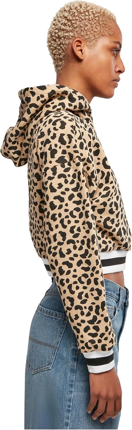 Urban Classics Damen Ladies Short AOP College Hoody 4XL Unionbeigeleo, 4XL Unionbeigeleo