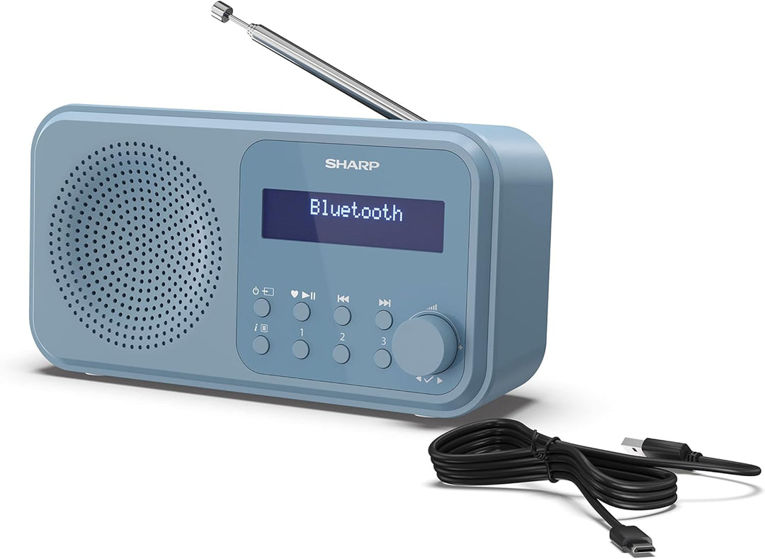 SHARP DR-P420 Portables Digitalradio (DAB/DAB+/FM mit RDS, USB, Bluetooth 5.0, 3,5mm Klinke Wecker-F