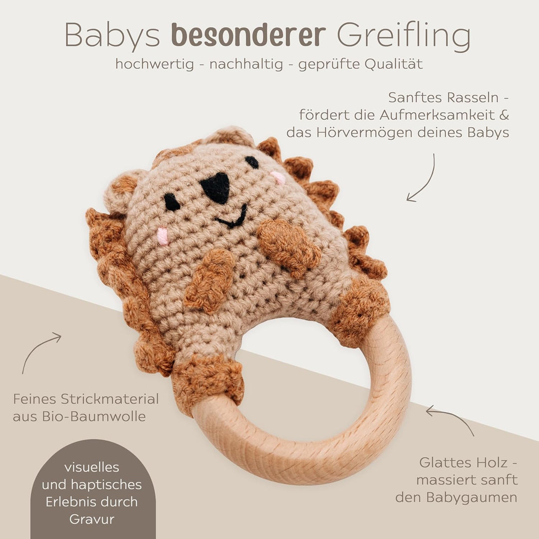 Personalisierter Beissring Baby - Niedlicher Greifling für Baby's, Greifring, Babyrassel mit Name al