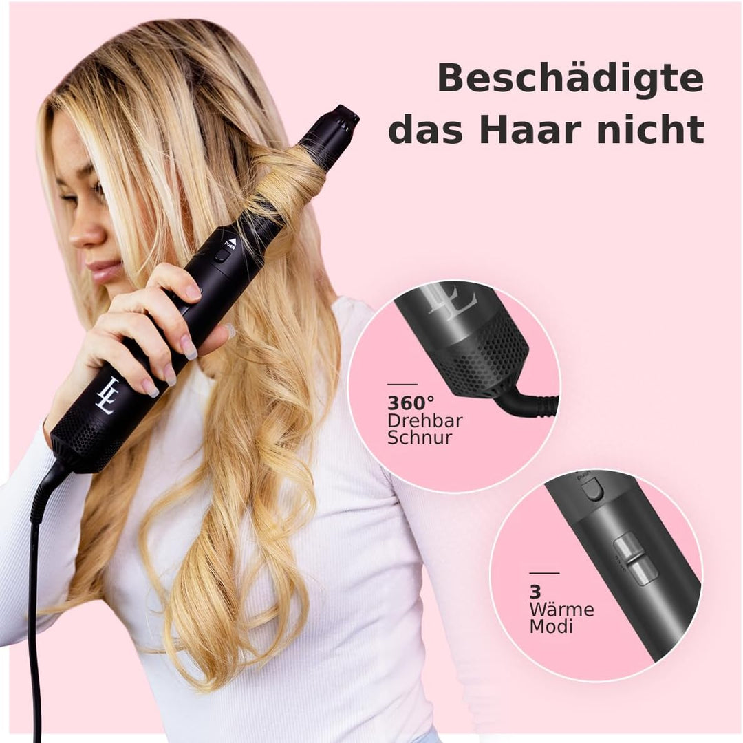 Largolash 5 in 1 Warmluftbürste Set, Schnelltrocknend Föhnbürste, Warmluft Lockenbürste, 3 Temperatu