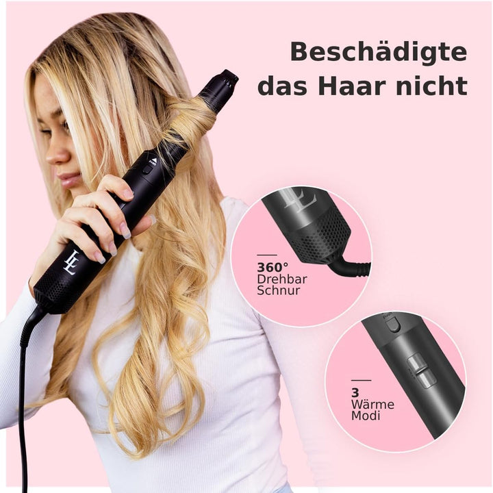 Largolash 5 in 1 Warmluftbürste Set, Schnelltrocknend Föhnbürste, Warmluft Lockenbürste, 3 Temperatu