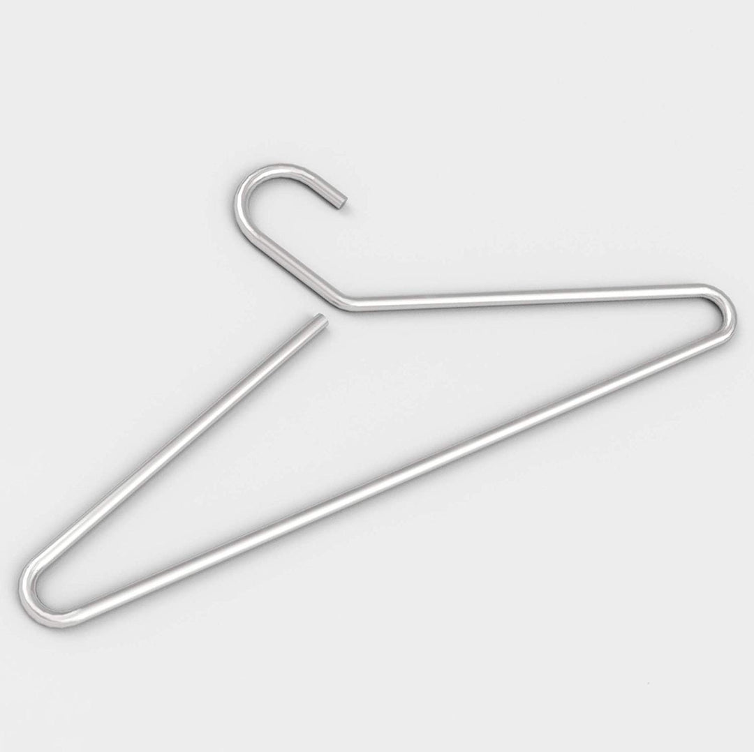 Kleiderbügel, massiver Edelstahl matt geschliffen, aus einem Stück gebogen und von Hand feinbearbeit