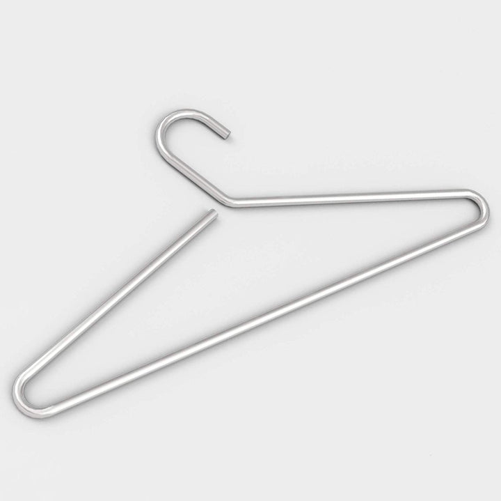 Kleiderbügel, massiver Edelstahl matt geschliffen, aus einem Stück gebogen und von Hand feinbearbeit