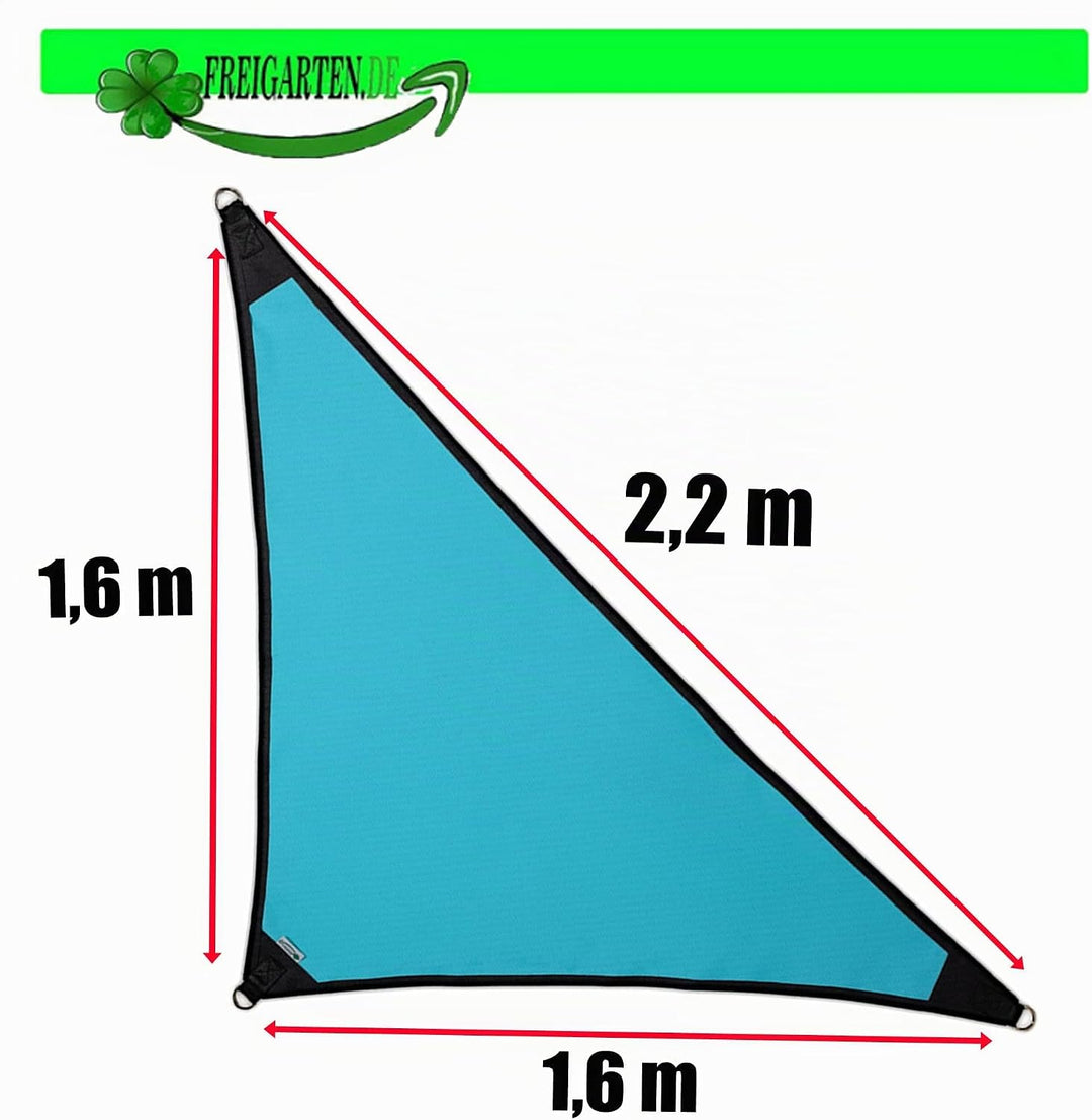 freigarten.de Sonnensegel Wasserdicht Sonnenschutz 100% Schutz vor UV dreieckig 1,6m x 1,6m x 2,2m B
