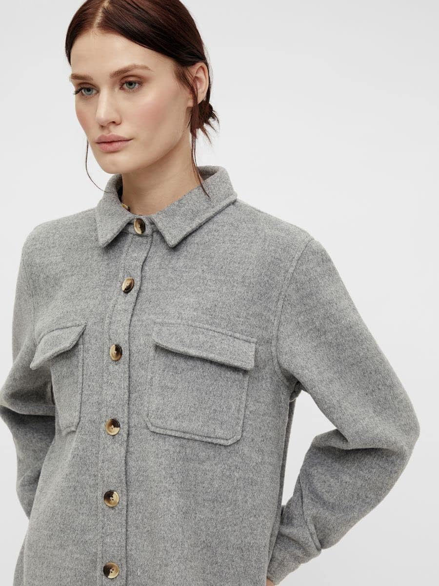 Object Damen Objvera Owen L/S Jacket Noos Jacke 40 Medium Grey Melange, 40 Medium Grey Melange