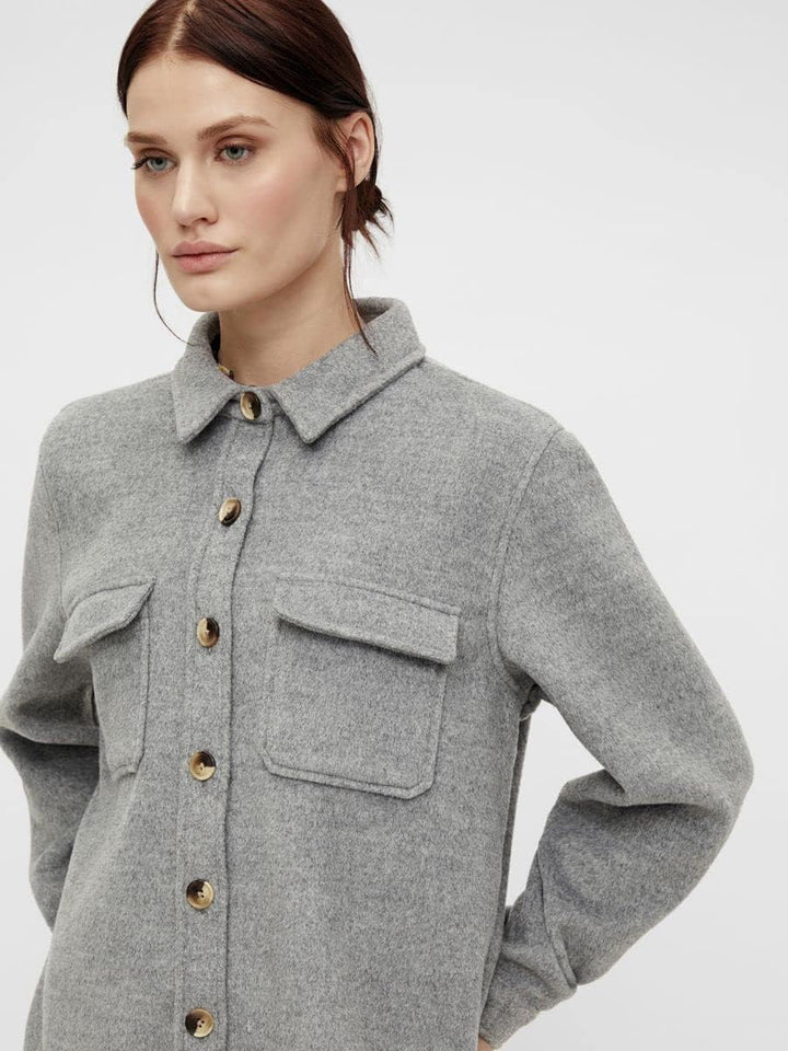 Object Damen Objvera Owen L/S Jacket Noos Jacke 40 Medium Grey Melange, 40 Medium Grey Melange