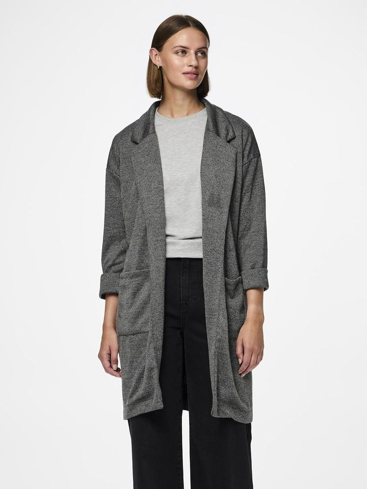 PIECES Damen Mantel, Dark Grey Melange