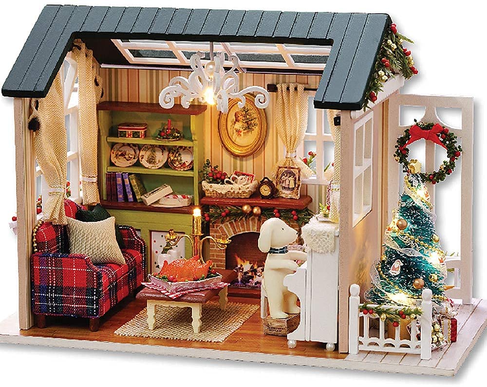 DIY Miniaturhaus-Kits mit Möbeln und LED-Lichtern, CUTEROOM 3D-Holzpuppenhaus-Kits ab 14 Jahren, zum