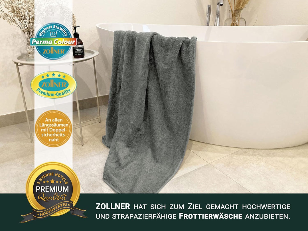 ZOLLNER 3er Set Handtücher gross, Duschtücher, 70x140 cm, Baumwolle, Taupe, Taupe