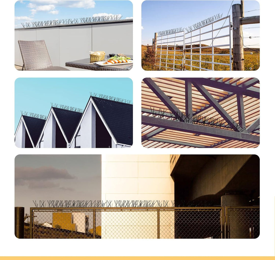 OFFO Vogelabwehr Spikes vormontiert für Dach und Fenster, langlebige Taubenabwehr Spikes für Krähen,