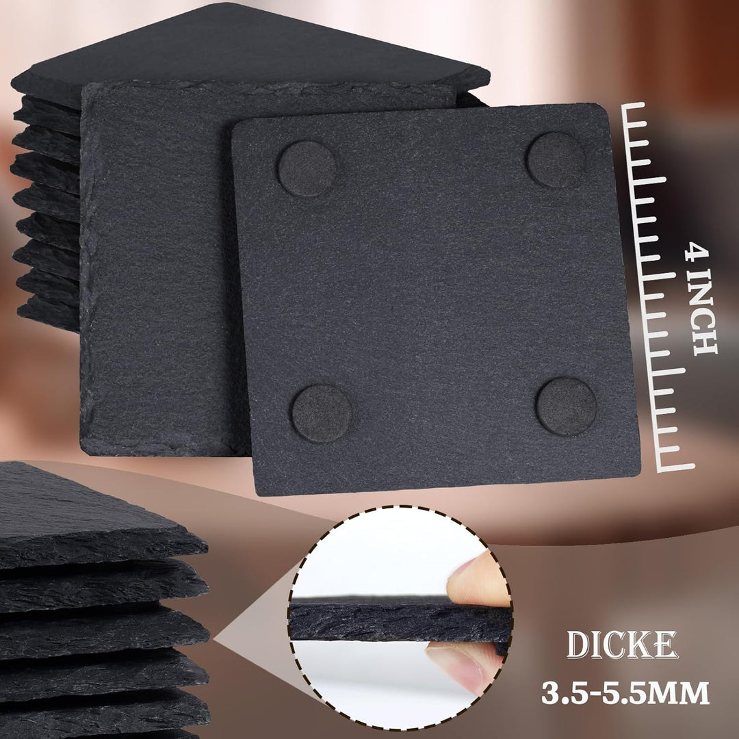 36 Stück Schiefer-Getränkeuntersetzer, GOH DODD 4 Zoll Schwarze Steinuntersetzer Set, Lasergravierte